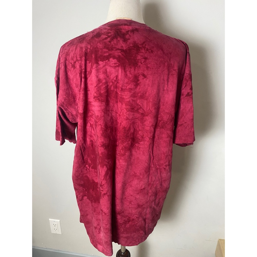 Vintage 90s Cotton Fitz Tie Dye Sunflower Hummingbird T-Shirt Maroon Large USA - Picture 4 of 5